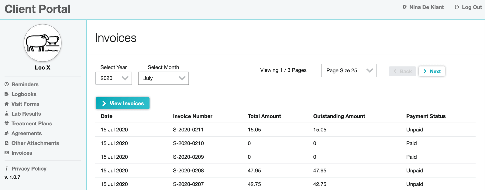 Invoice in client portal screenshot (EN)
